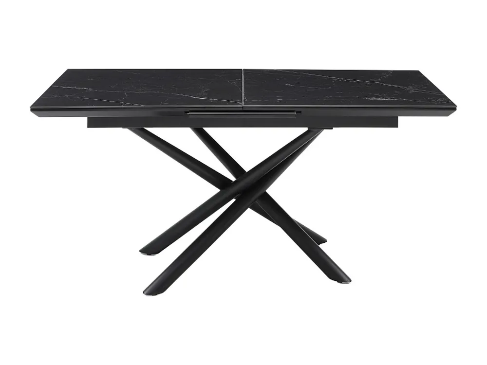 Uittrekbare eettafel voor 6 tot 8 personen MDF en keramiek - Look van zwart marmer - SINAM