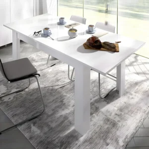 Uittrekbare spaanplaten eettafel BALKIS - Kleur: Wit