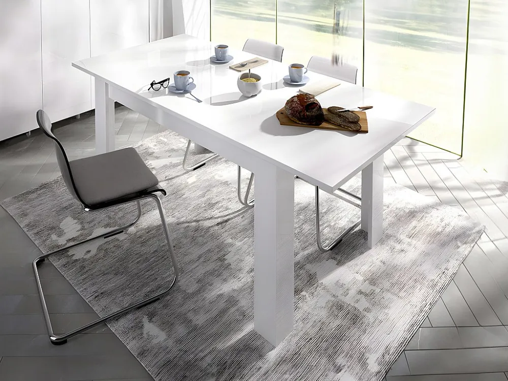 Uittrekbare spaanplaten eettafel BALKIS - Kleur: Wit