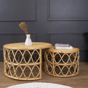 Inschuifbare salontafel van rotan - Naturelkleur - RONITA - Koop nu eenvoudig online