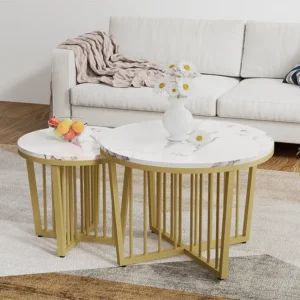 Set van 2 bijzettafels - MDF fineer - Wit ModernLuxe