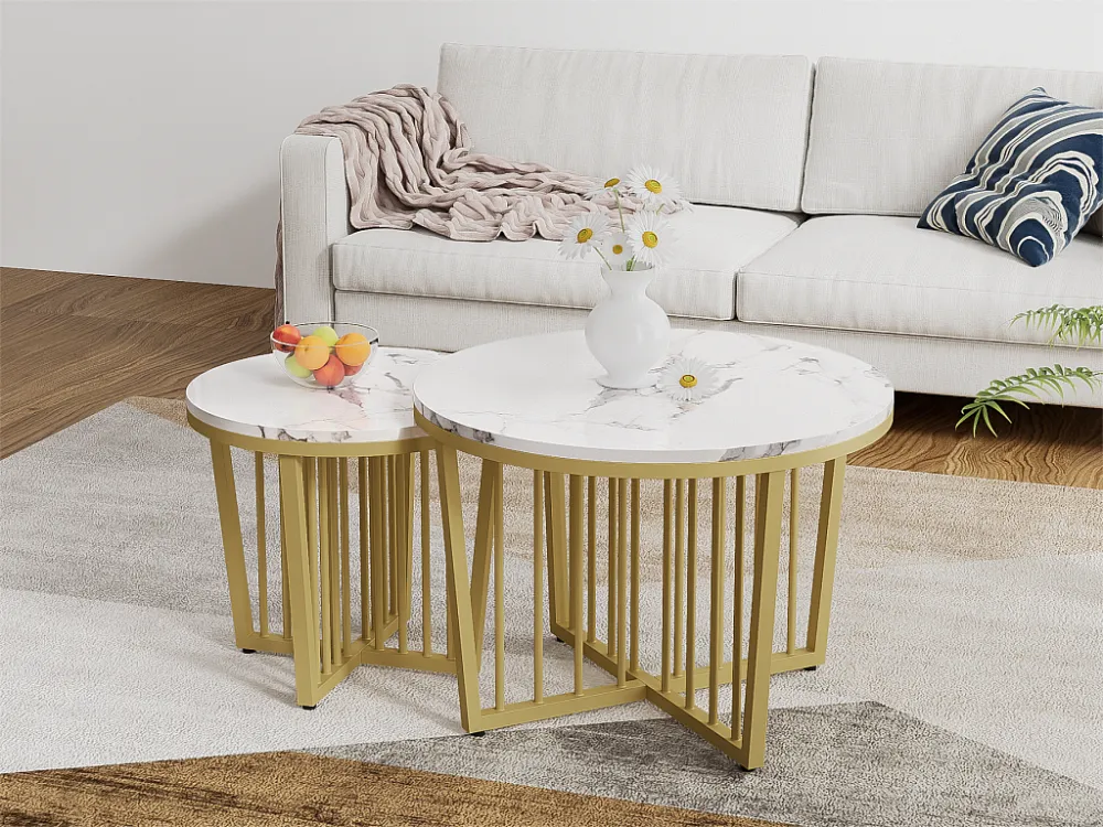 Set van 2 bijzettafels - MDF fineer - Wit ModernLuxe