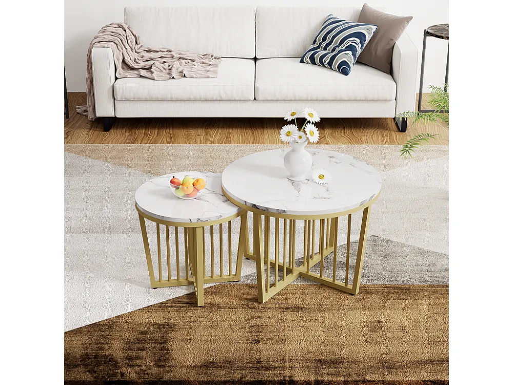 Set van 2 bijzettafels - MDF fineer - Wit ModernLuxe