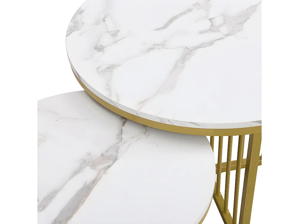Set van 2 bijzettafels - MDF fineer - Wit ModernLuxe