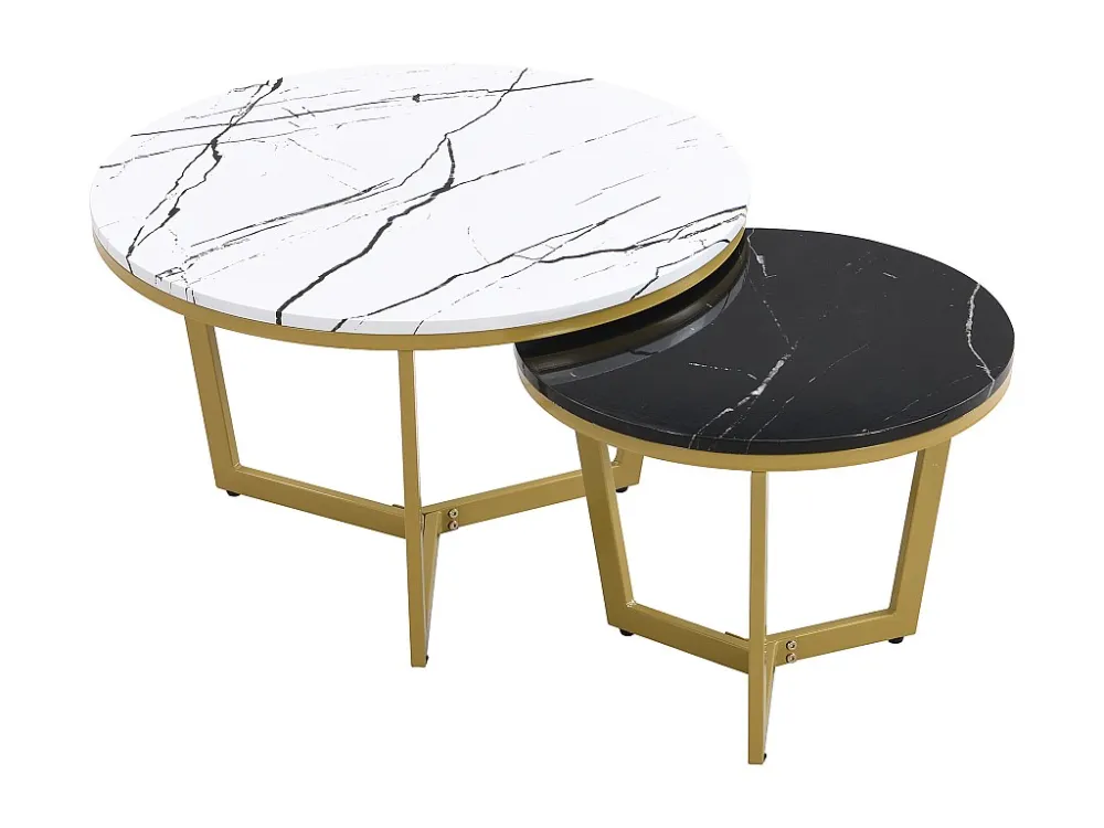 Set van 2 bijzettafels - MDF fineer - Wit & Zwart ModernLuxe