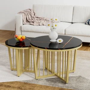 Set van 2 bijzettafels - MDF fineer - Zwart ModernLuxe
