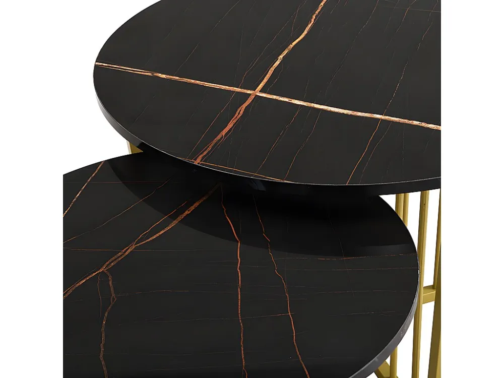 Set van 2 bijzettafels - MDF fineer - Zwart ModernLuxe