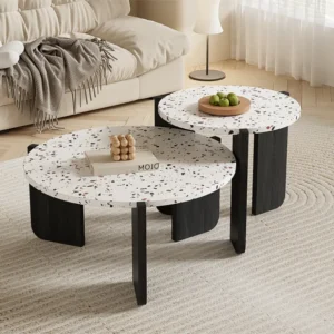 Set van 2 bijzettafels - MDF - gespikkelde structuur - Zwart ModernLuxe