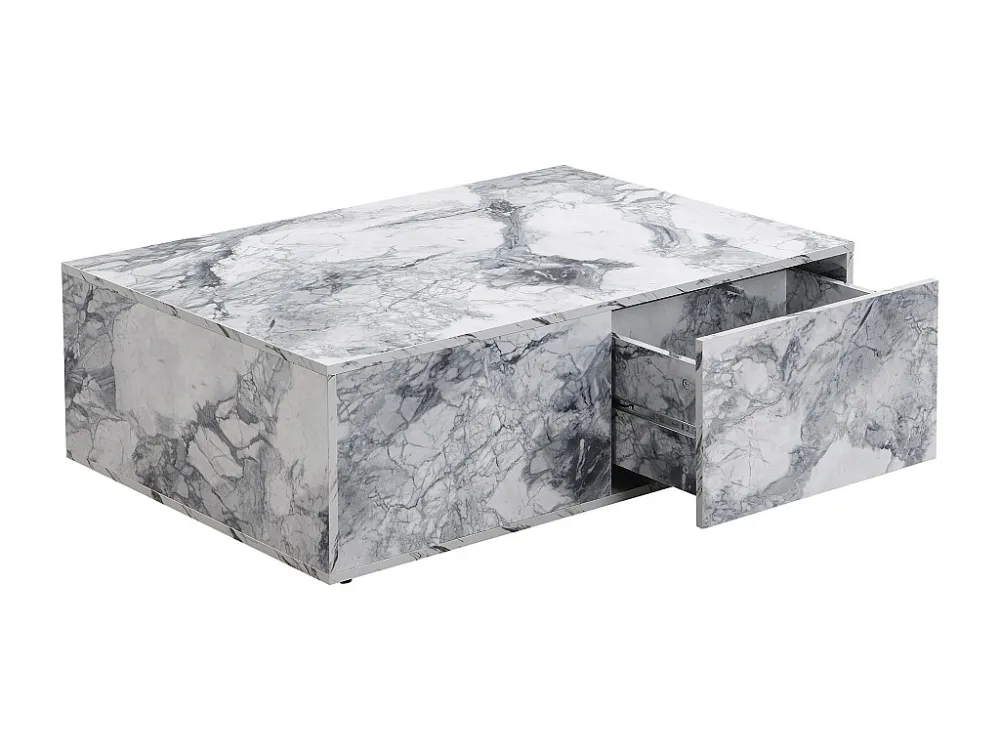 Set van 2 salontafels - MDF - met marmerpatroon - Wit ModernLuxe
