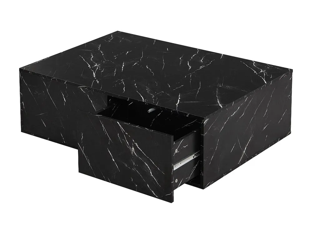 Set van 2 salontafels - MDF - met marmerpatroon - Zwart ModernLuxe