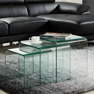 Set van 3 inschuifbare bijzettafels MINKA - glas
