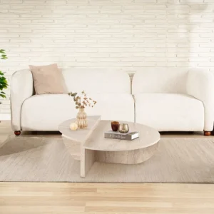 Set van 2 salontafels - Beige travertijneffect - ALOEVA