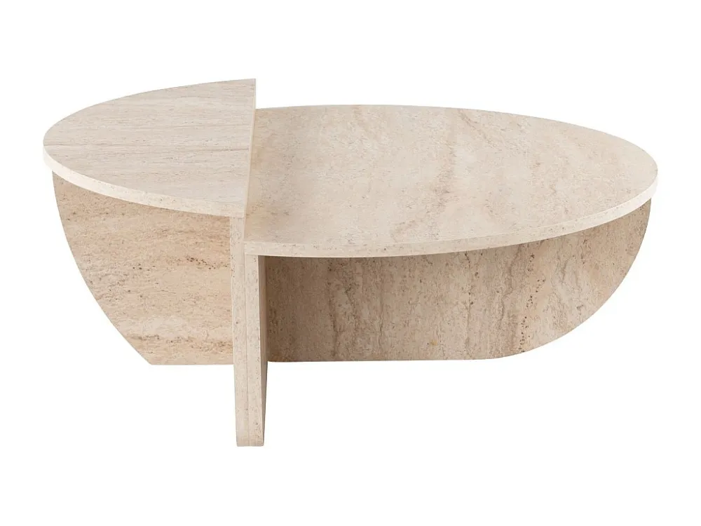 Set van 2 salontafels - Beige travertijneffect - ALOEVA