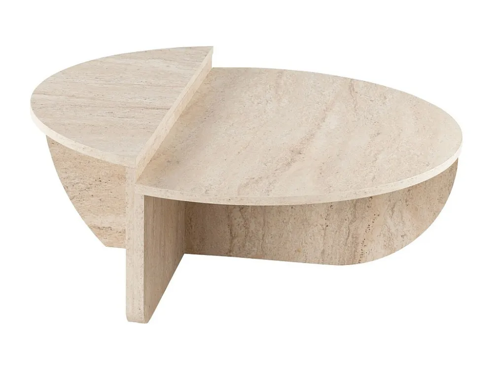 Set van 2 salontafels - Beige travertijneffect - ALOEVA