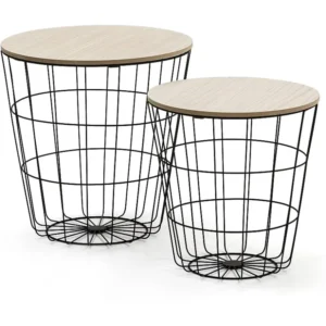 Ik speel 2 Everest salontafels met een natuurlijke houten blad en een metalen frame het zwart. VS Venta-stock
