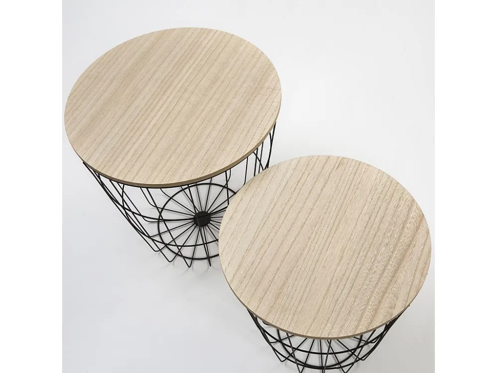 Ik speel 2 Everest salontafels met een natuurlijke houten blad en een metalen frame het zwart. VS Venta-stock