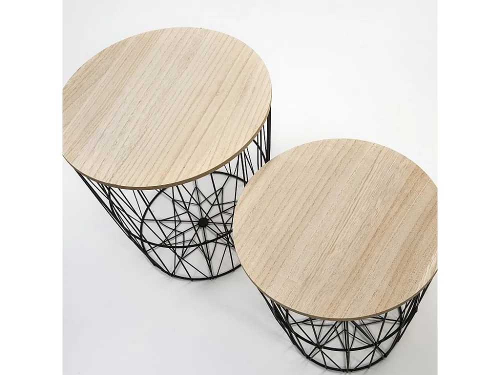 Ik speel 2 Guili salontafels met een natuurlijke houten blad, een metalen frame het zwart. VS Venta-stock