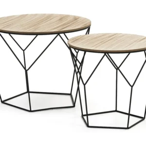 Ik speel 2 salontafels Tokio met een natuurlijke houten blad en een metalen structuur het zwart. VS Venta-stock