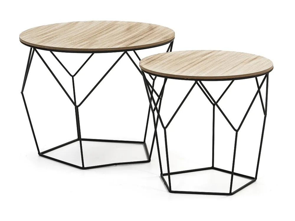 Ik speel 2 salontafels Tokio met een natuurlijke houten blad en een metalen structuur het zwart. VS Venta-stock