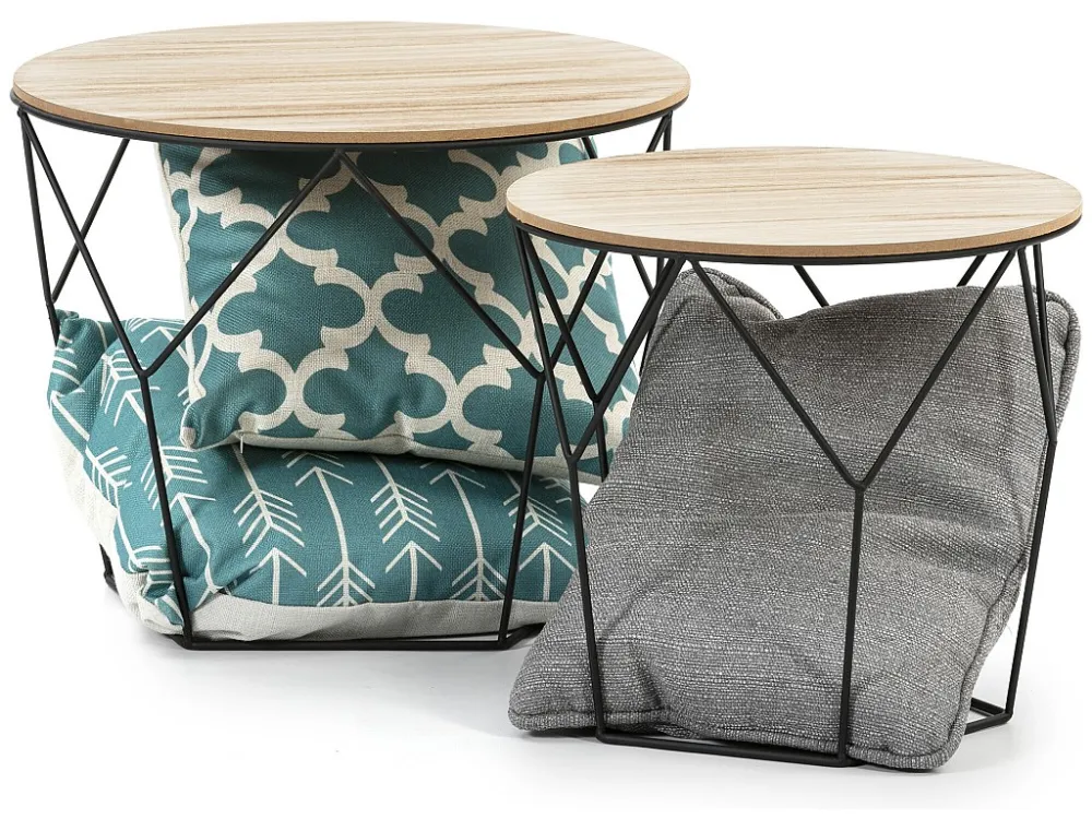 Ik speel 2 salontafels Tokio met een natuurlijke houten blad en een metalen structuur het zwart. VS Venta-stock