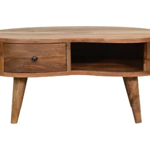 Artisan Furniture Massief Houten Mini Eiken-achtige Golf Salontafel met 1 Lade, Woonkamer