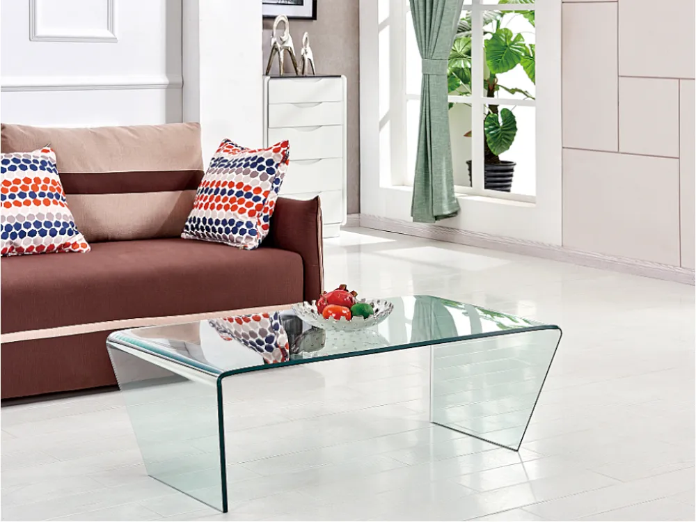 Design-salontafel van gehard en gebogen glas SUZANA