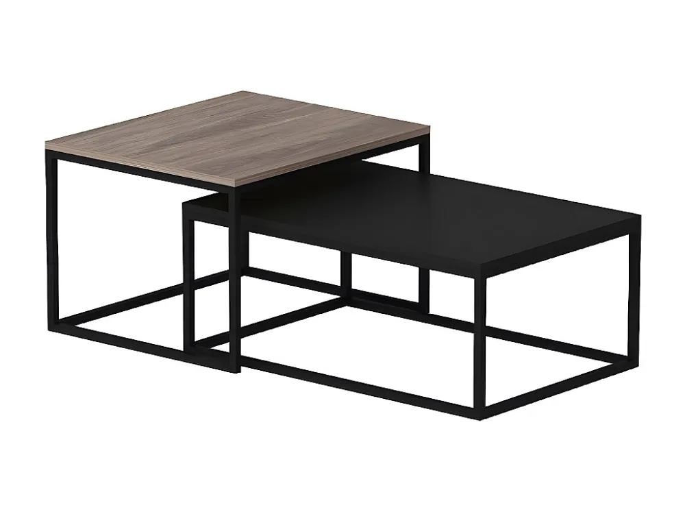Aura Koffietafel, Notelaar, Zwart, 117x60x47 cm, EPIKASA