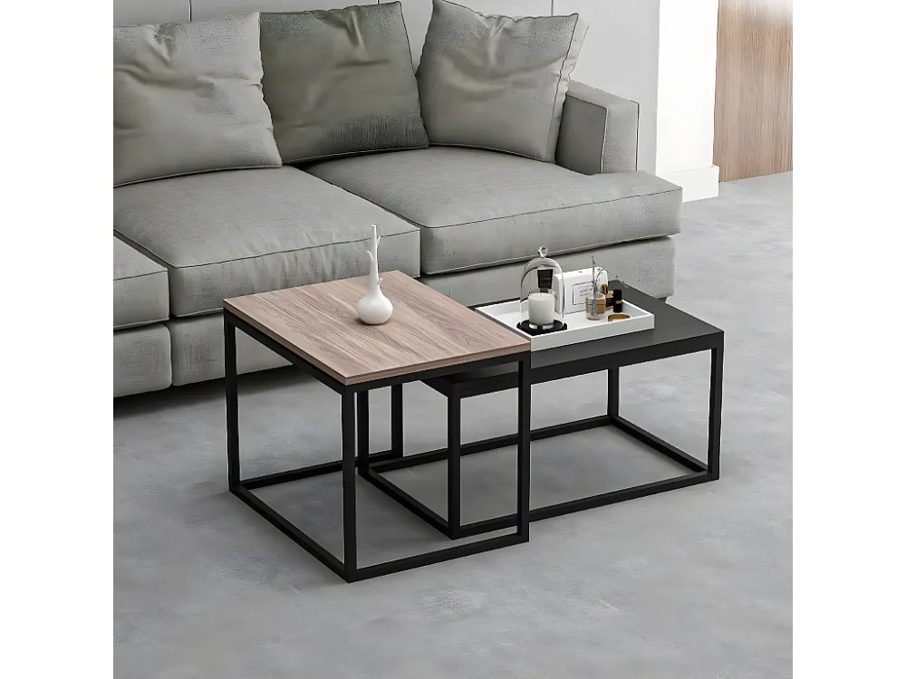 Aura Koffietafel, Notelaar, Zwart, 117x60x47 cm, EPIKASA