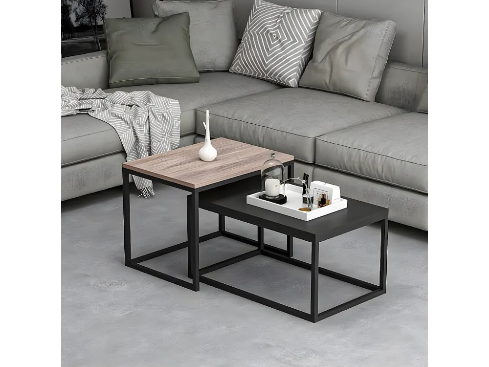 Aura Koffietafel, Notelaar, Zwart, 117x60x47 cm, EPIKASA