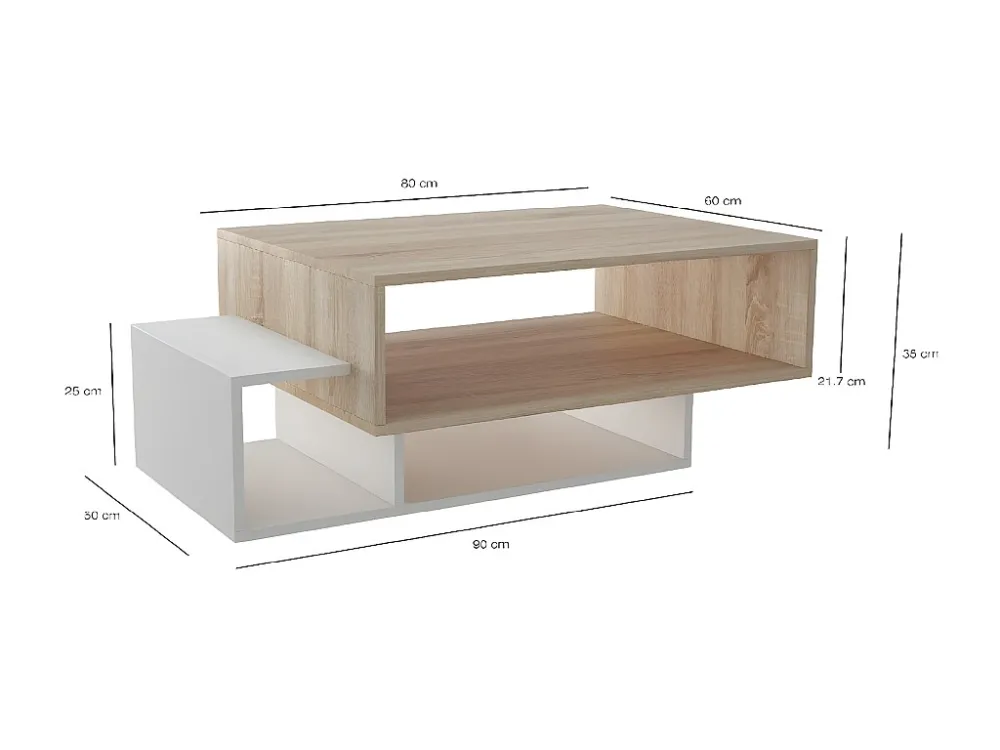 Elisa Koffietafel, Wit, Sonoma, 100x60x35 cm, EPIKASA