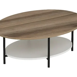Miriam Koffietafel, Notelaar, Wit, Zwart, 90x65x35 cm, EPIKASA