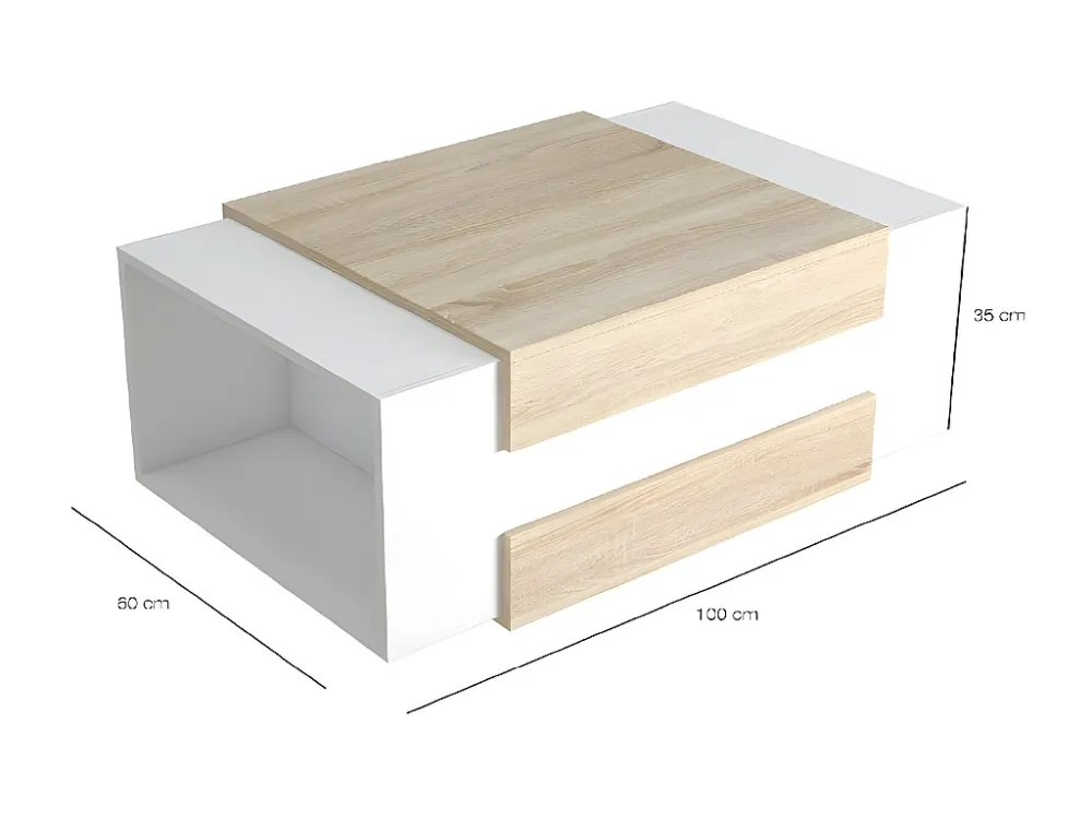Ulrica Koffietafel, Wit, Sonoma, 100x60x35 cm, EPIKASA