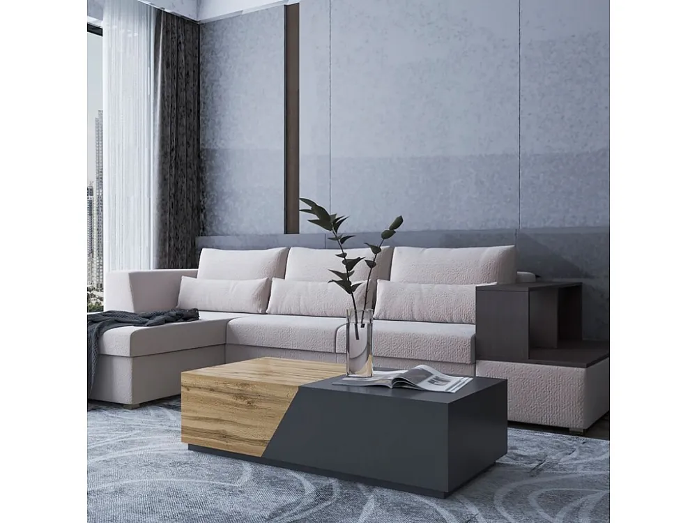 Salontafel met opbergruimte "Ceelias" - Praktische opslag en geometrisch design - Grijs/Bruin Habitat et jardin