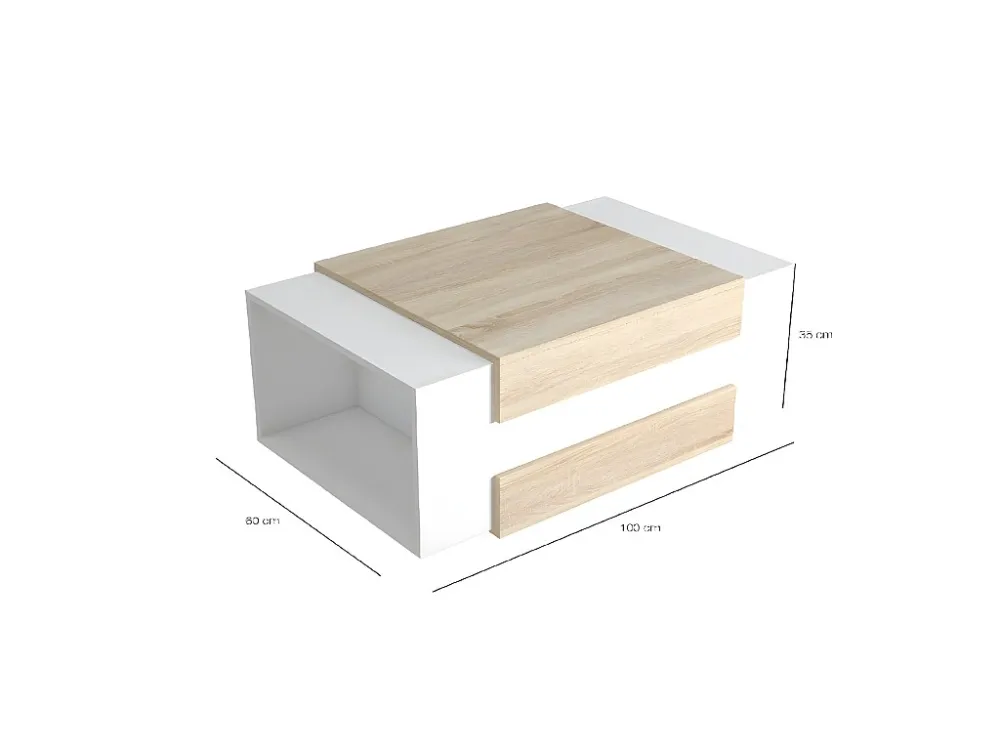 Simon Koffietafel, Wit, Sonoma, 100x60x35 cm, EPIKASA Homemania
