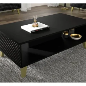 Salontafel RAVENNA C 90x60 cm glanzend zwart + gouden poten Homlando