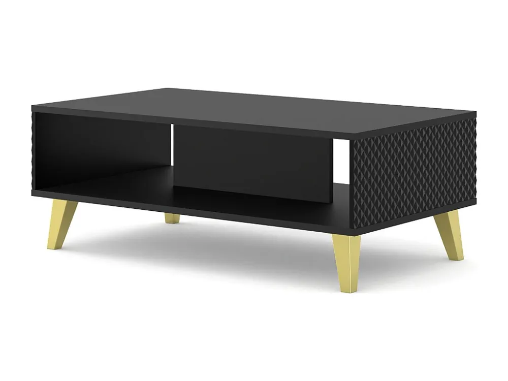 Salontafel RAVENNA C 90x60 cm glanzend zwart + gouden poten Homlando