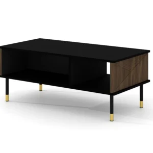 Salontafel WOODY IV 110x55 cm gefreesd op poten mat zwart / catania-eik Homlando