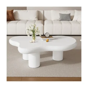 Onregelmatige wolkvormige salontafel - 97 x 67 x 32 cm - MDF blad - Wit Merax