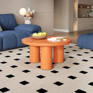 Ronde salontafels - D 72,2 x H 35,5 cm - gelakt MDF blad en PVC poten - Oranje Merax