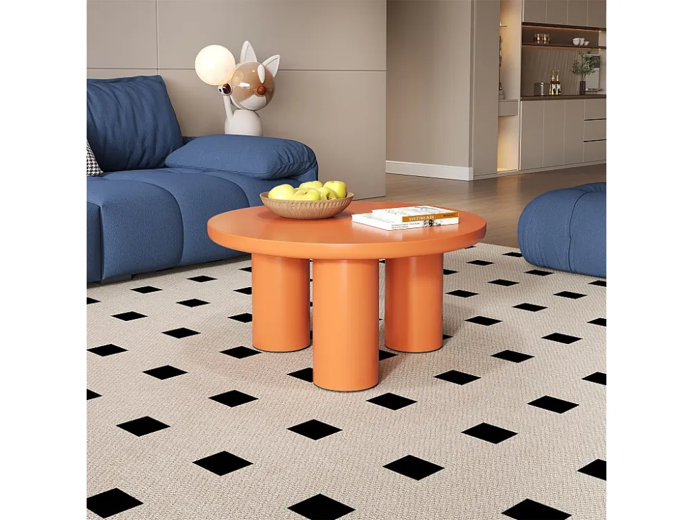 Ronde salontafels - D 72,2 x H 35,5 cm - gelakt MDF blad en PVC poten - Oranje Merax