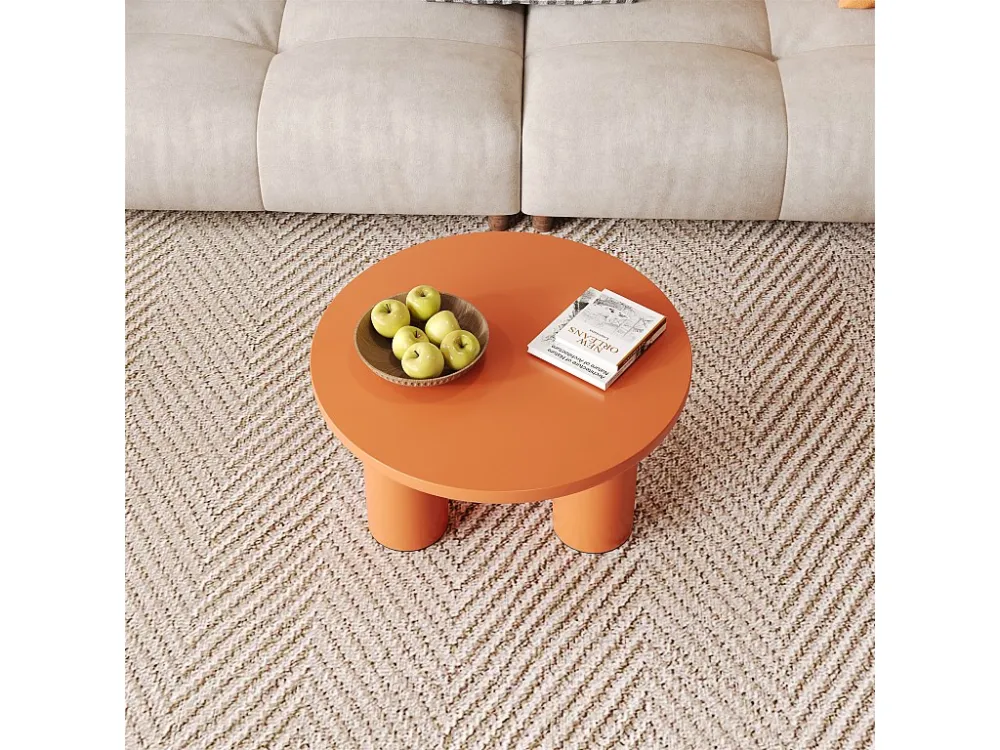 Ronde salontafels - D 72,2 x H 35,5 cm - gelakt MDF blad en PVC poten - Oranje Merax