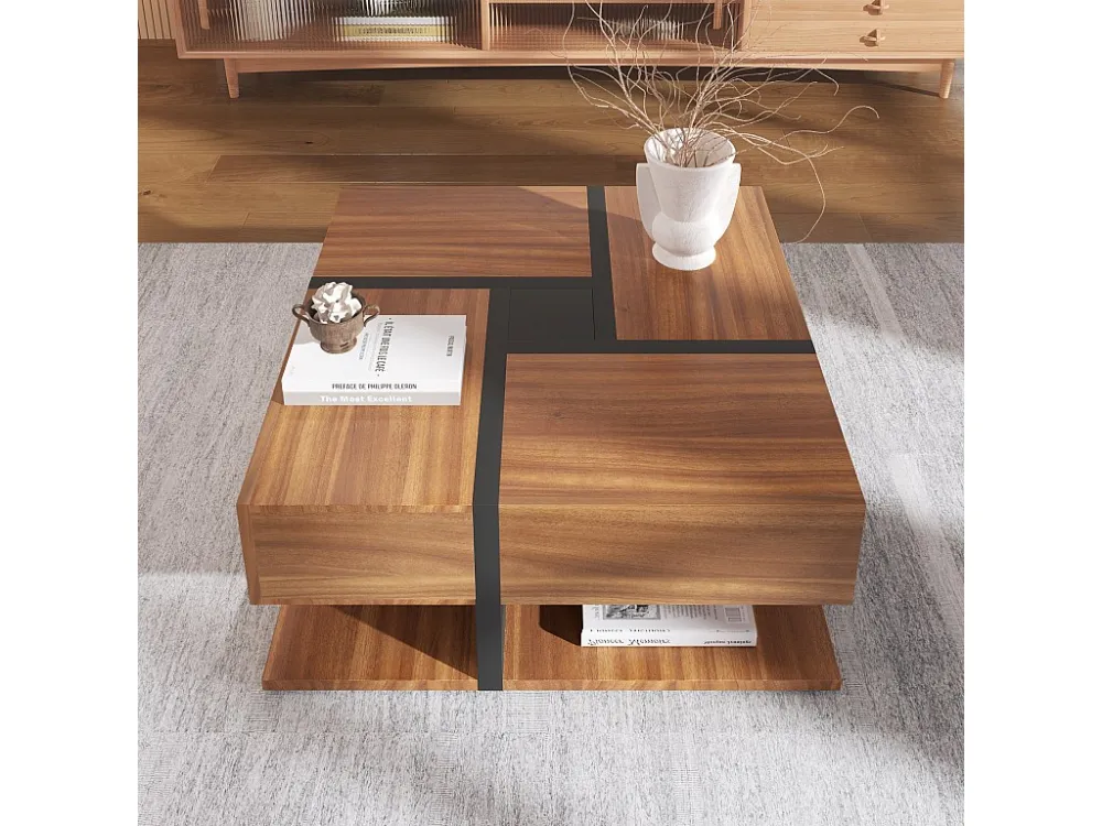 Salontafel - 4 laden - spaanplaat - natuurlijke kleur Merax
