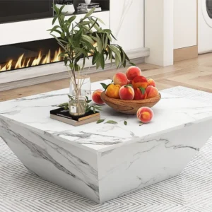 Eigentijdse salontafel - glanzende uitstraling - marmeren afwerking - wit ModernLuxe