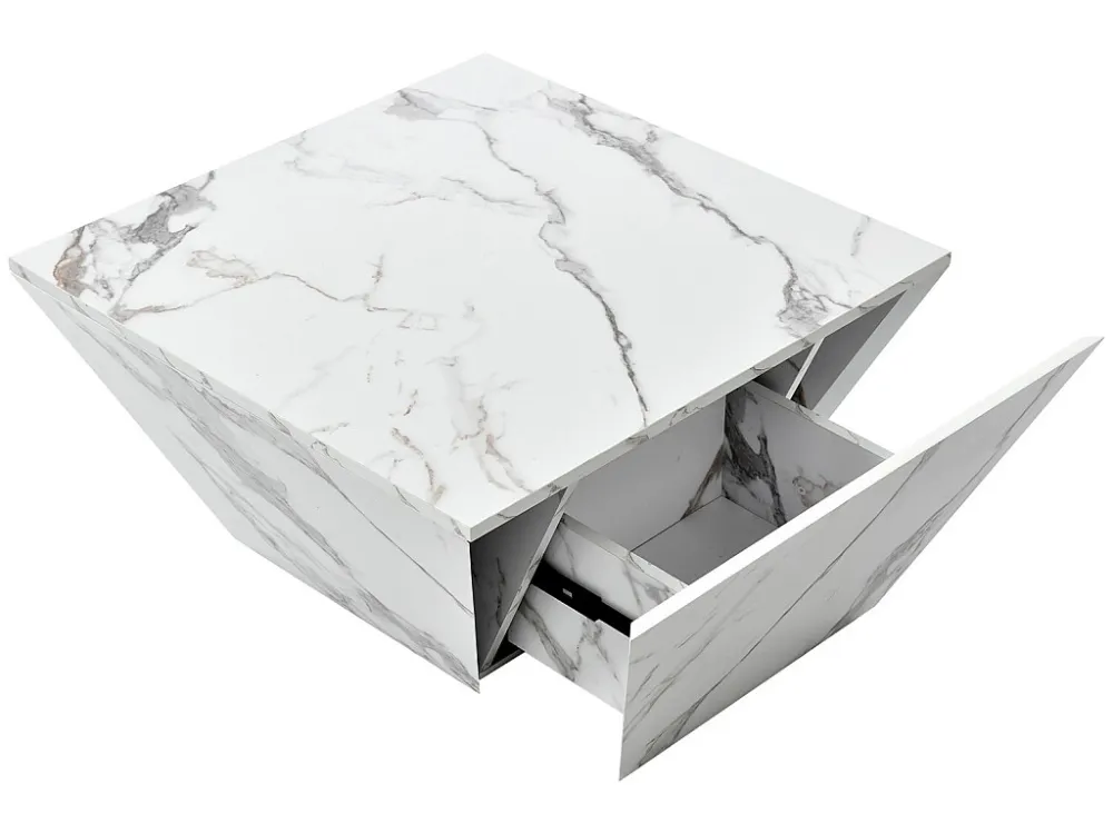 Eigentijdse salontafel - glanzende uitstraling - marmeren afwerking - wit ModernLuxe