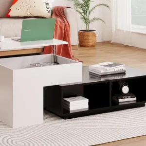 Hefbare salontafel - met opbergvakken - Zwart ModernLuxe