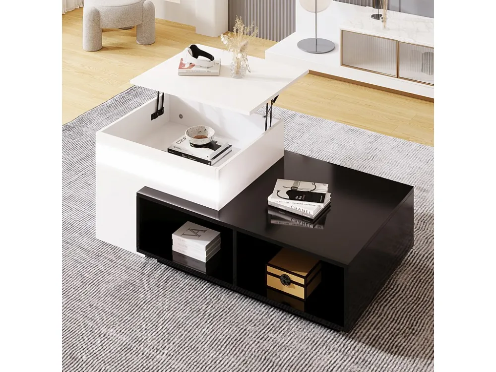 Hefbare salontafel - met opbergvakken - Zwart ModernLuxe