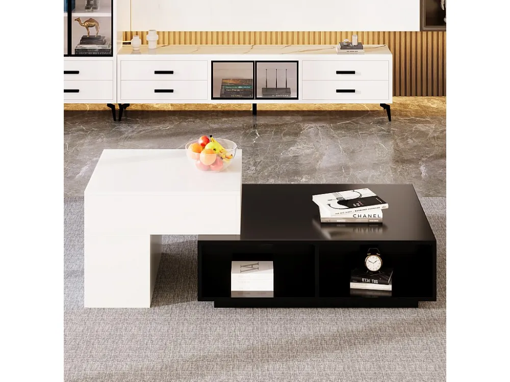 Hefbare salontafel - met opbergvakken - Zwart ModernLuxe