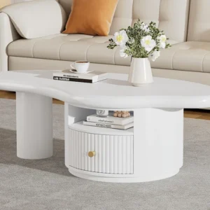 MDF salontafel - met 1 lade en 1 vak - Wit ModernLuxe