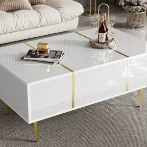Moderne salontafel - 2 lades - MDF - Wit ModernLuxe