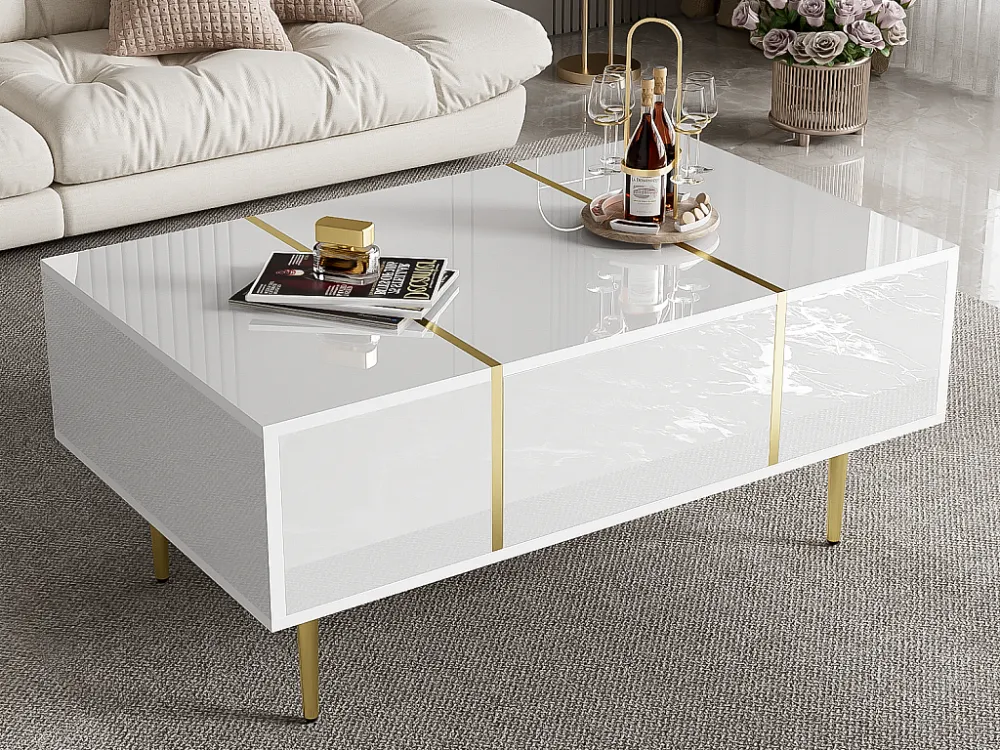 Moderne salontafel - 2 lades - MDF - Wit ModernLuxe